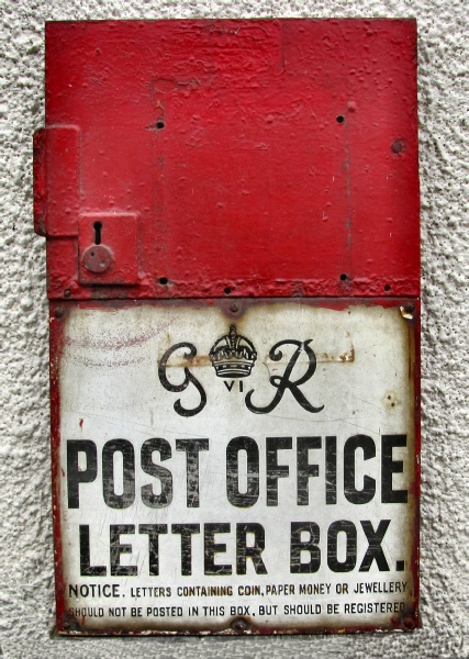 The old letterbox door from Easington Post Office