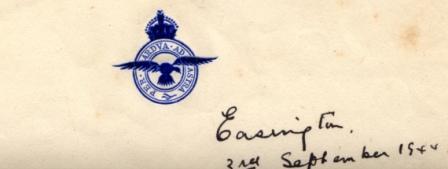 A letter heading from the RAF camp at Easington Sept 1944