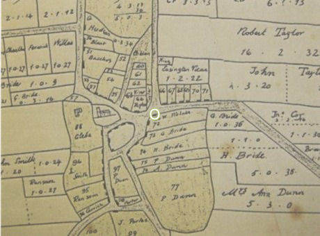 Map of Easington in about 1770 showing the site of Overton Hall