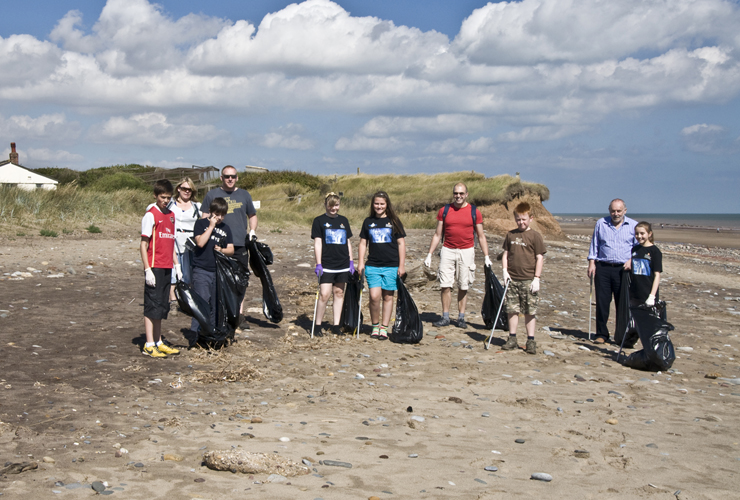 The Spurn Rangers with their litter picking team 