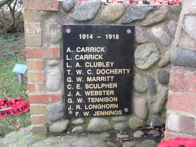 The additional names inscribed on the war memorial