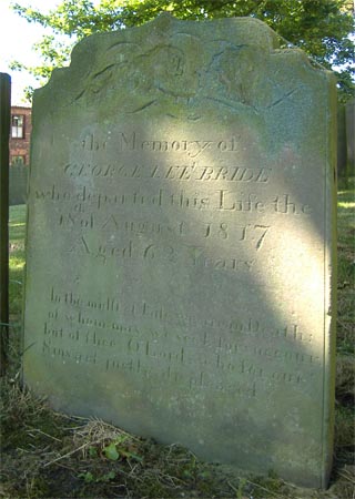 The gravestone of George Lee Bride, carpenter of Easington