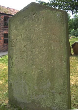 The gravestone of Robert Charlton who was mysteriously drowned