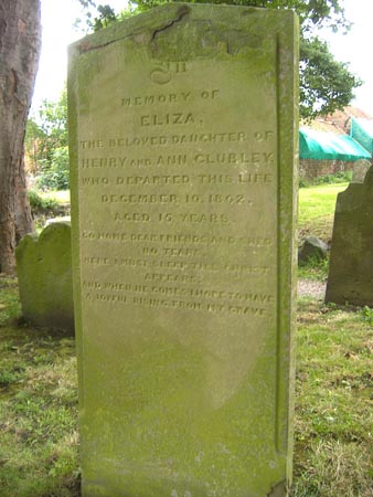 The gravestone of Eliza Clubley