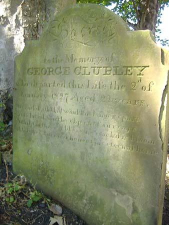 The gravestone of George Clubley