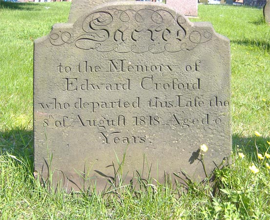 The gravestone of Edward Croford (Crawforth)