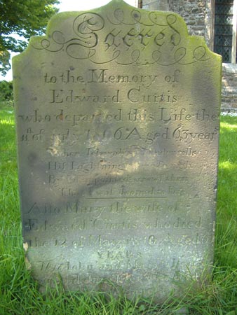 The gravestone of Edward and Mary Curtis and their children John and Mary