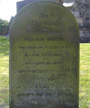 The gravestone of William and Ann Curtis and their daughter Susanna