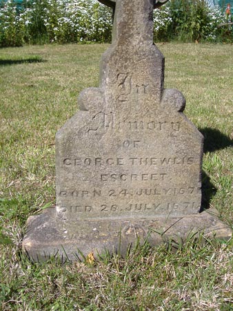 The gravestone of baby George Thewlis Escreet