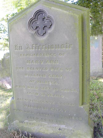 The gravestone of Mary Ann Gray and her husband William
