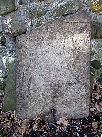 The gravestone of Elizabeth Hall and her daughter Ann who died in infancy