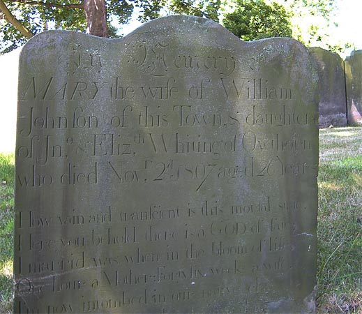 The gravestone of Mary Johnson