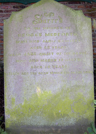 The gravestone of George Medforth and his wife Jane