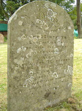 The gravestone of John Medforth, his wife Elizabeth and their daughter Emma