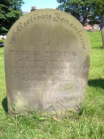 The gravestone of Thomas Quinton