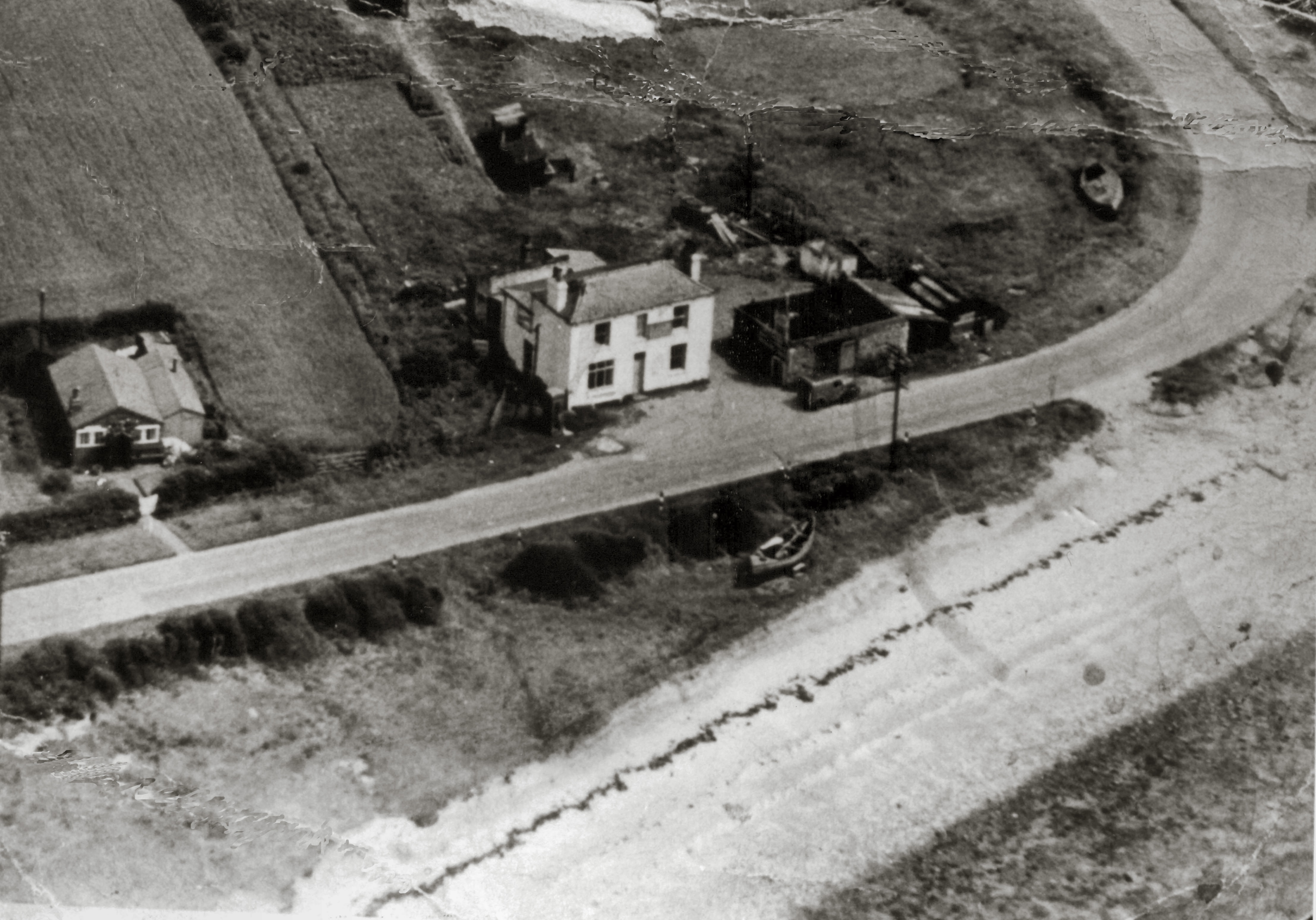 Aerial view of Crown corner, c. 1955
