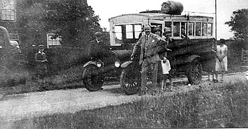 Connor & Graham bus outside Westmere Farm, c. 1920s