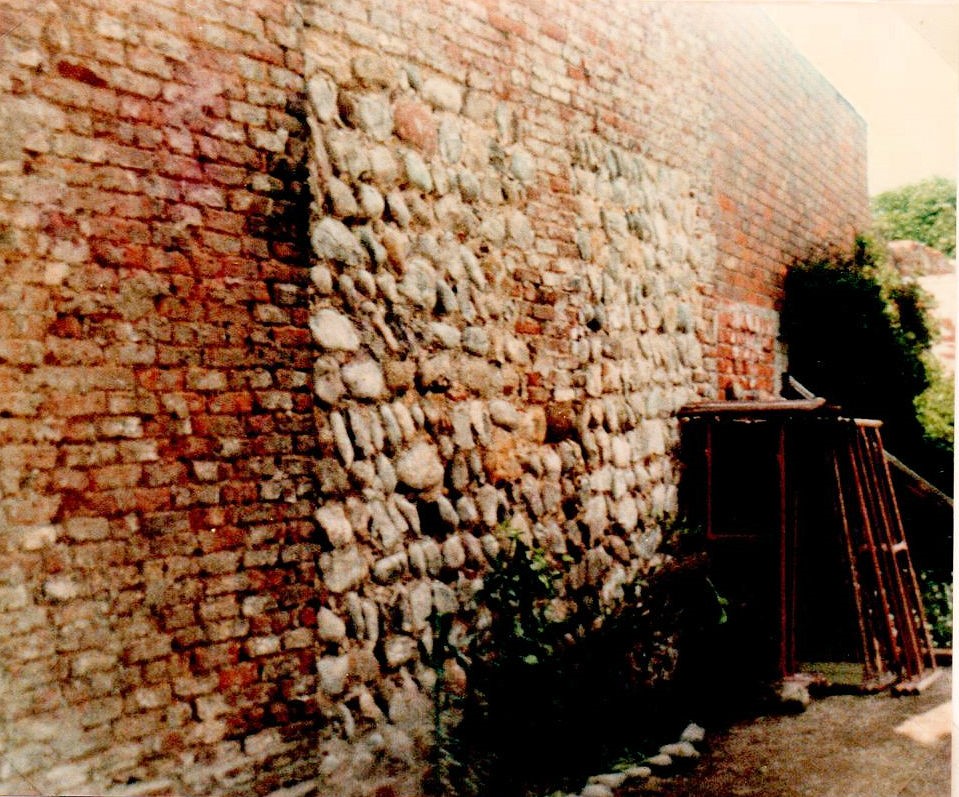 The east end wall of the Granby showing cobble stone